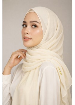 Fildişi Rengi - Şifon Şal - Sedef - 72x200